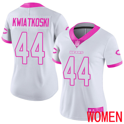 Chicago Bears Limited White Pink Women Nick Kwiatkoski Jersey NFL Football #44 Rush Fashion